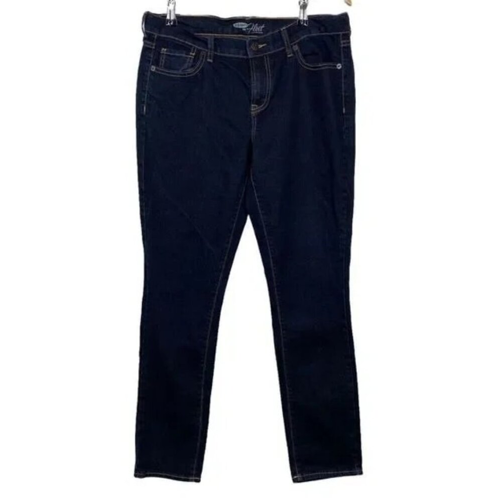 OLD‎ NAVY THE FLIRT DARK WASH STRETCH BLUE JEANS 10-EUC